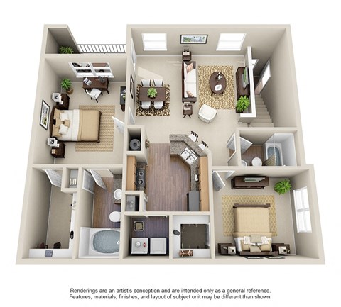 Floor plan for 2 beds, 2 baths, 1149 sqft